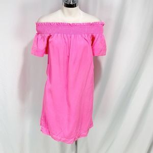 Vineyard Vines Hot Pink Madison Off The Shoulder Dress XS
